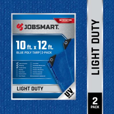 JobSmart 10 ft. x 12 ft. Light-Duty Poly Tarps, Blue, 2-Pack
