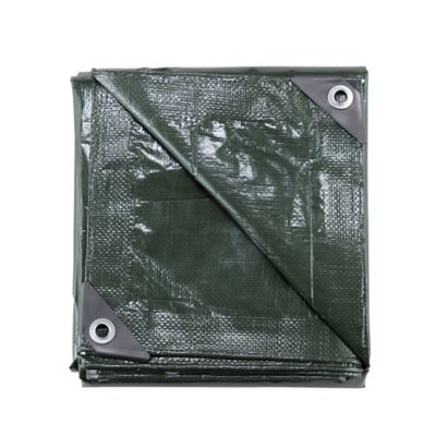 Image showing  8 ft. x 10 ft. Medium-Duty Poly Tarps, Green, 2-Pack