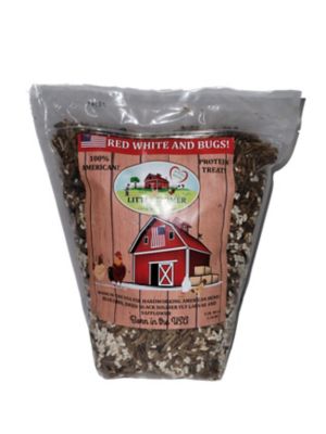 Little Farmer Products Red White and BUGS! Black Soldier Fly Grubs, Blue Corn, Safflower Chicken Snacks, 5 lb.