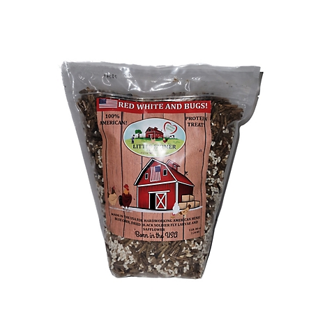 Little Farmer Products Red White and BUGS! Black Soldier Fly Grubs, Blue Corn, Safflower Chicken Snacks, 5 lb.