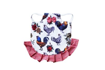 Hen Couture Hen Saddle, Chickens and Roses, Red