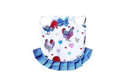 Hen Couture Hen Mating Saddle, Chickens and Hearts, Blue