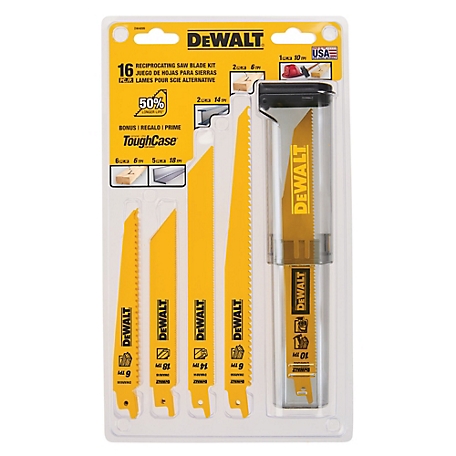 DeWALT Assorted Reciprocating Blade Kit with Case, 16-Pack