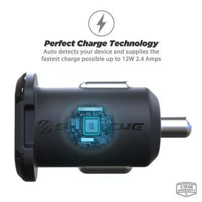 Image showing  2A Dual 12W USB Car Charger with Glow Ports, Black