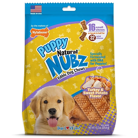 NUBZ Small Turkey and Sweet Potato Flavor Puppy Dog Chew Treats, 13.2 oz., 16 ct.