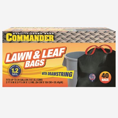 Commander 39 gal. Heavy-Duty 1.2 ML Lawn & Leaf Drawstring Bags, 40 ct. at  Tractor Supply Co.