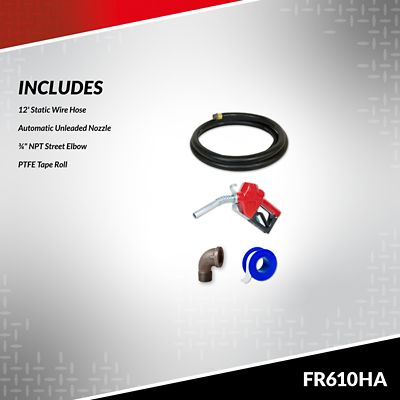 Image showing  0.17 HP 115V Electric Fuel Transfer Pump with Automatic Nozzle, 15 GPM, Discharge Hose and Suction Pipe, FR610HA