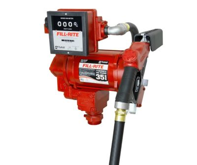 Image showing  3/4 HP 115/230V Electric Fuel Transfer Pump with Discharge Hose, 35GPM, Automatic Nozzle and Mechanical Meter, FR311VB