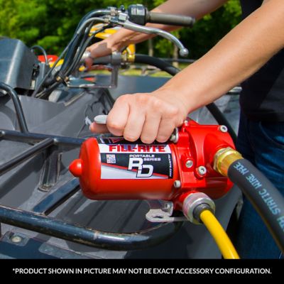 Image showing  0.17 HP 12V Portable Fuel Transfer Pump with Manual Nozzle, 8 GPM, 8 ft. Discharge Hose, Suction Hose, RD812NH