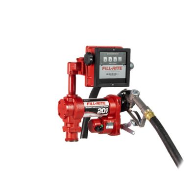 Fill-Rite 1/4 HP 12V Fuel Transfer Pump with Discharge Hose, 20 GPM, Manual Nozzle, Suction Pipe, Gallon Meter