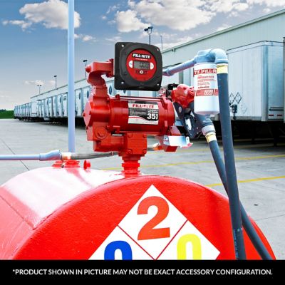 Image showing  3/4 HP 115/230VAC Electric Fuel Transfer Pump with Discharge Hose, 35 GPM, Automatic Nozzle and Digital Meter, FR319VB