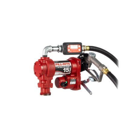 Fill-Rite FR1219H 15 GPM 12V Fuel Transfer Pump with Discharge Hose, Manual Nozzle, Suction Pipe and Digital Meter