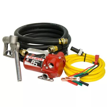 Fill-Rite 0.17 HP 12V Portable Fuel Transfer Pump with Hand Nozzle 12 GPM 8' Discharge Hose Vacuum Hose and Power Cord Fuel Transfer Pumps