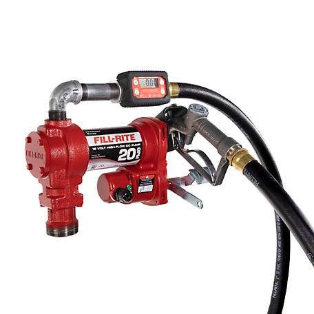 Fill-Rite FR4219H 20 GPM 12V Fuel Transfer Pump with Discharge Hose, Manual Nozzle, Suction Pipe and Digital Meter