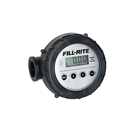 Fill-Rite Digital Meter for Non-Potable Water and Mild Chemicals, 2 to 20 GPM, 1 in. Thread, 820