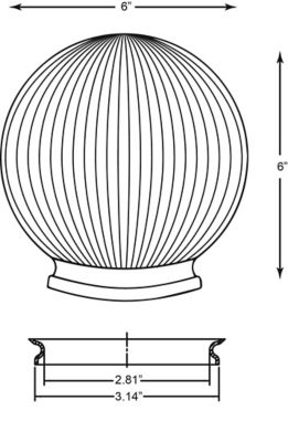Image showing  6 in. Clear Prismatic Acrylic Diameter Globes, 3.14 in. Outside Diameter, Fitter Neck, 4-Pack