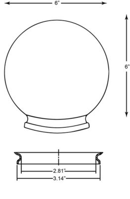 Image showing  6 in. VC Frost Smooth LD Acrylic Globes, 3.14 in. Outside Diameter, Fitter Neck, 4-Pack