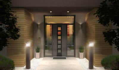 Image showing  Round Bronze LED Landscape Bollard Light, Exterior Surface-Mounted Aluminum, 120-277 V, 20 W, 4,000K, 39.75 x 6.5in.