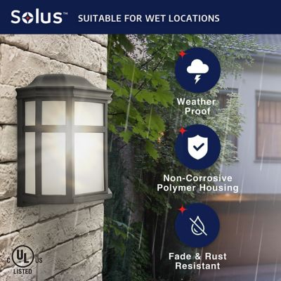 Image showing  Sedona Wall-Mount Outdoor Sconce with A19/E26 LED Bulb, 3,000K, Black, 120V, 50/60 Hz, 9.75 in. x 7.25 in.