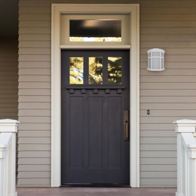 Image showing  Sedona Wall-Mount Outdoor Sconce with A19/E26 LED Bulb, 3,000K, White, 120V, 50/60 Hz, 9.75 in. x 7.25 in.