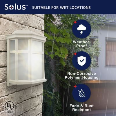 Image showing  Sedona Wall-Mount Outdoor Sconce with A19/E26 LED Bulb, 3,000K, White, 120V, 50/60 Hz, 9.75 in. x 7.25 in.