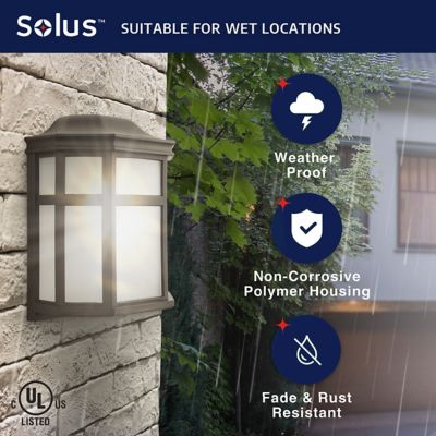 Image showing  Sedona Wall-Mount Outdoor Sconce with A19/E26 LED Bulb, 3,000K, Bronze, 120V, 50/60 Hz, 9.75 in. x 7.25 in.