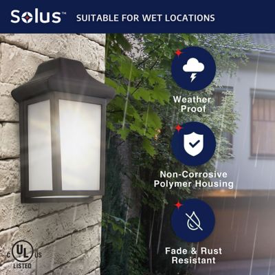 Image showing  Sedona Wall-Mount Outdoor Sconce with A19/E26 LED Bulb, 3,000K, Black, 120V, 50/60 Hz, 12.25 in. x 8.25 in.