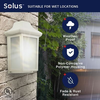 Image showing  Sedona Wall-Mount Outdoor Sconce with A19/E26 LED Bulb, 3,000K, White, 120V, 50/60 Hz, 12.25 in. x 8.25 in.