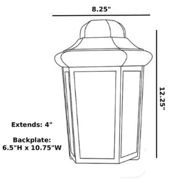 Image showing  Sedona Wall-Mount Outdoor Sconce with A19/E26 LED Bulb, 3,000K, White, 120V, 50/60 Hz, 12.25 in. x 8.25 in.