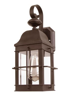 SOLUS Sedona Wall-Mount Outdoor Lantern Sconce with Durable Clear Acrylic Lens, Bronze, 15 in. x 6.125 in.