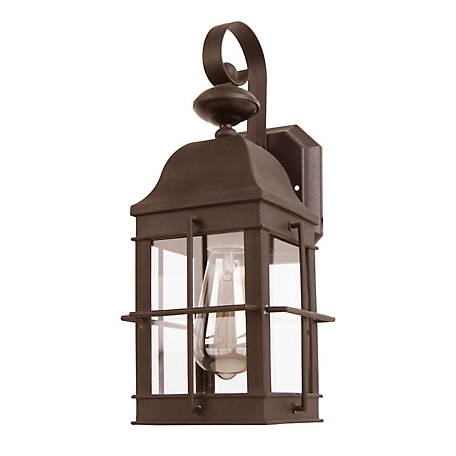 SOLUS Sedona Wall-Mount Outdoor Lantern Sconce with Durable Clear Acrylic Lens, Bronze, 15 in. x 6.125 in.