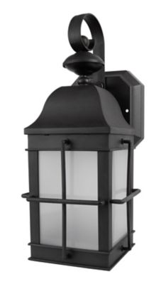SOLUS Sedona Wall-Mount Outdoor Lantern Sconce with A19/E26 LED Bulb, 4,000K, Black, 120V, 50/60 Hz, 15 in. x 6.125 in.