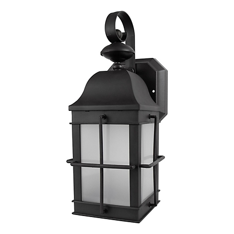 SOLUS Sedona Wall-Mount Outdoor Lantern Sconce with A19/E26 LED Bulb, 4,000K, Black, 120V, 50/60 Hz, 15 in. x 6.125 in.
