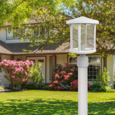 Image showing  Artisan Round Post Top-Mount Outdoor Light Fixture, 14 in. x 9 in., White