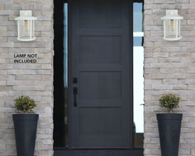 Image showing  Artisan Round Wall-Mount Outdoor Light Fixture, 12.2 in. x 9 in., White