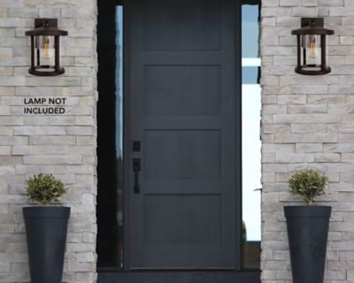 Image showing  Artisan Round Wall-Mount Outdoor Light Fixture, 12.2 in. x 9 in., Bronze