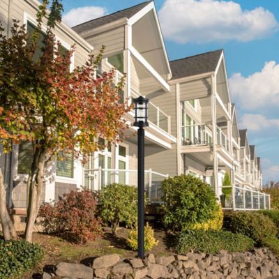 Image showing  Artisan Round Post Top-Mount Outdoor Light Fixture, 17.25 in. x 7.25 in., Black