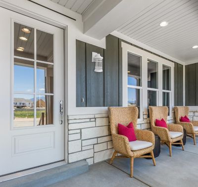 Image showing  Artisan Round Wall-Mount Outdoor Light Fixture, 12.75 in. x 5.75 in., White