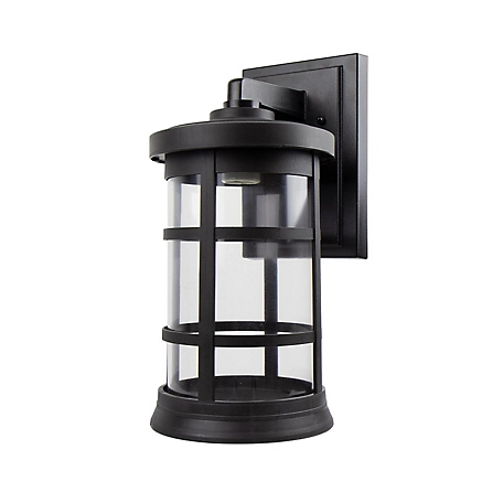 SOLUS Artisan Round Wall-Mount Outdoor Light Fixture, 15.25 in. x 7.4 in., Black