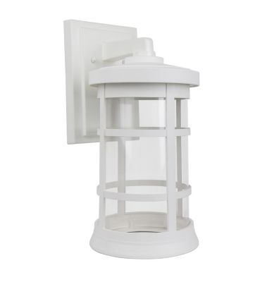 SOLUS Artisan Round Wall-Mount Outdoor Light Fixture, 15.25 in. x 7.4 in., White