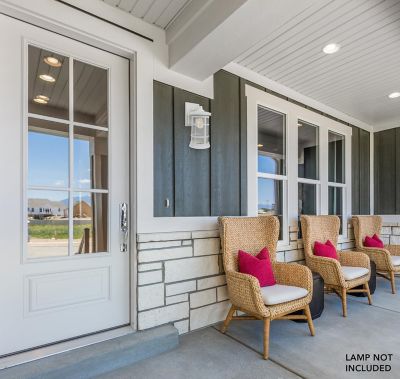 Image showing  Artisan Round Wall-Mount Outdoor Light Fixture, 15.25 in. x 7.4 in., White