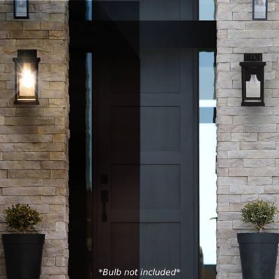 Image showing  Artisan Square Wall-Mount Outdoor Light Fixture, 11.6 in. x 5 in., Black