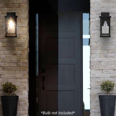 Image showing  Artisan Square Wall-Mount Outdoor Light Fixture, 14.4 in. x 6.4 in., Black