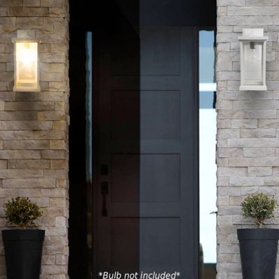 Image showing  60W Artisan Square Wall-Mount Outdoor Light Fixture, 14.4 in. x 6.4 in., White