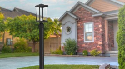 Image showing  Artisan Square Post Top-Mount Outdoor Light Fixture, 15 in. x 6.35 in., Black