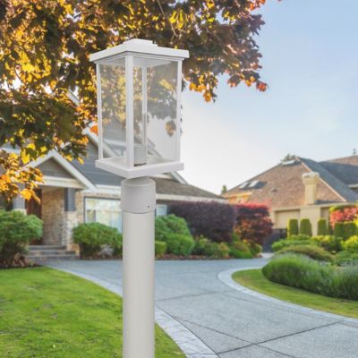 Image showing  Artisan Square Post Top-Mount Outdoor Light Fixture, 15 in. x 6.35 in., White