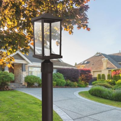 Image showing  Artisan Square Post Top-Mount Outdoor Light Fixture, 15 in. x 6.35 in., Bronze