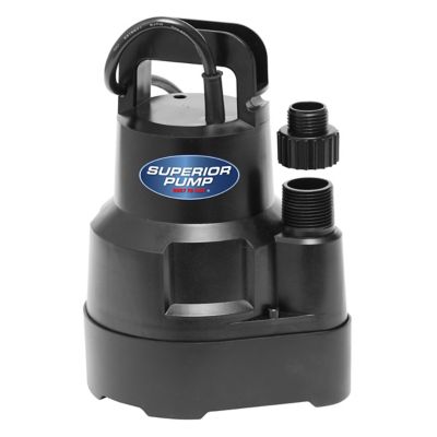 Superior Pump 1/4 HP 115V Electric Submersible Thermoplastic Oil-Free Utility Pump, 37 GPM