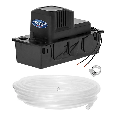 Superior Pump 1/50 HP Condensate Pump with Safety Switch, 20 ft. Tubing and Stainless Steel Hose Clamp, 97154