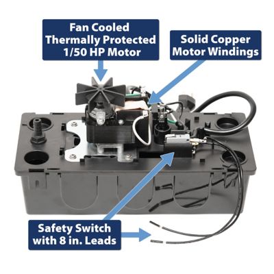 Image showing  1/50 HP Condensate Pump with Safety Switch, 20 ft. Tubing and Stainless Steel Hose Clamp, 97154
